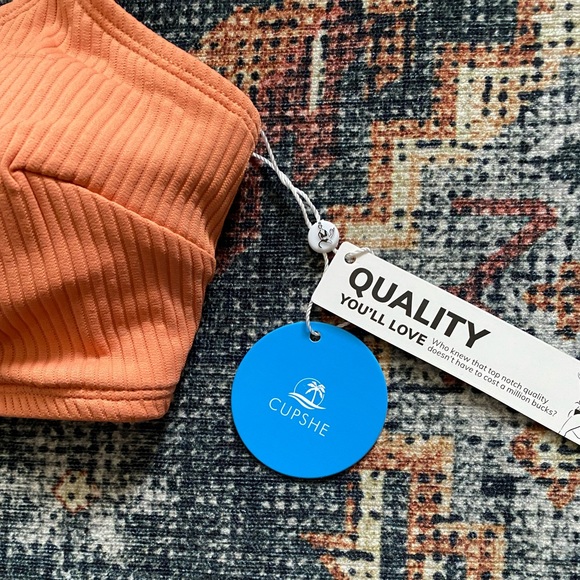 🌴Cupshe Ribbed Orange Bikini Top - Picture 6 of 8